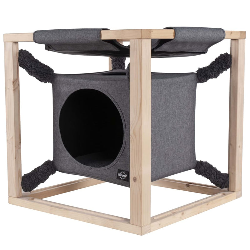 Load image into Gallery viewer, Quapas! kattenbed met hangmat catcube m 54x54x54 cm grijs