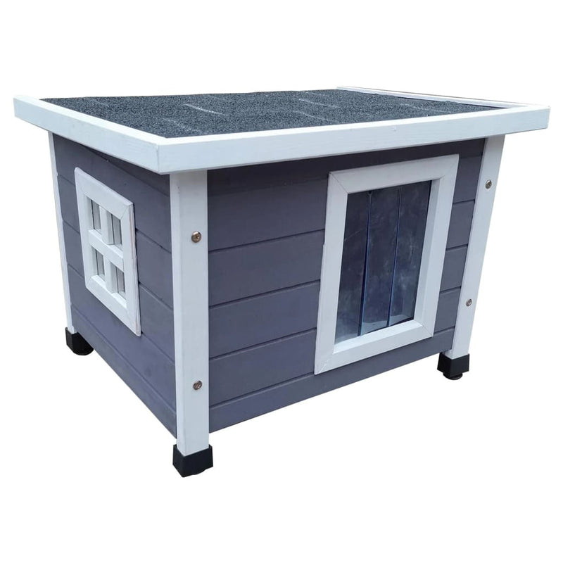 Load image into Gallery viewer, @pet kattenhok voor buiten 57x45x43 cm hout grijs en wit