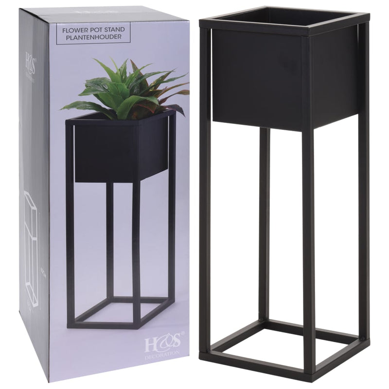 Load image into Gallery viewer, H s collection bloempot op standaard 60 cm metaal zwart