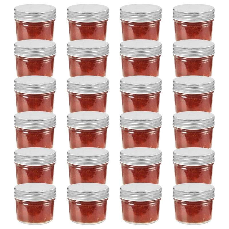 Afbeelding laden in galerijviewer, Vidaxl jampotten met zilverkleurige deksels 24 st 110 ml glas