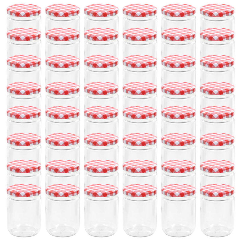 Load image into Gallery viewer, Vidaxl jampotten met wit met rode deksels 48 st 230 ml glas
