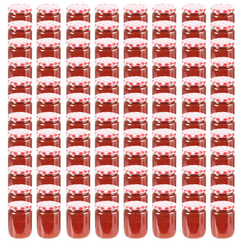 Load image into Gallery viewer, Vidaxl jampotten met wit met rode deksels 96 st 230 ml glas