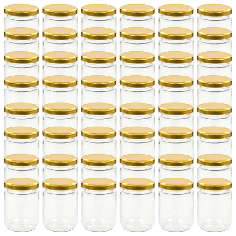 Load image into Gallery viewer, Vidaxl jampotten met goudkleurige deksels 48 st 230 ml glas