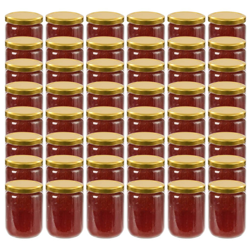 Load image into Gallery viewer, Vidaxl jampotten met goudkleurige deksels 48 st 230 ml glas