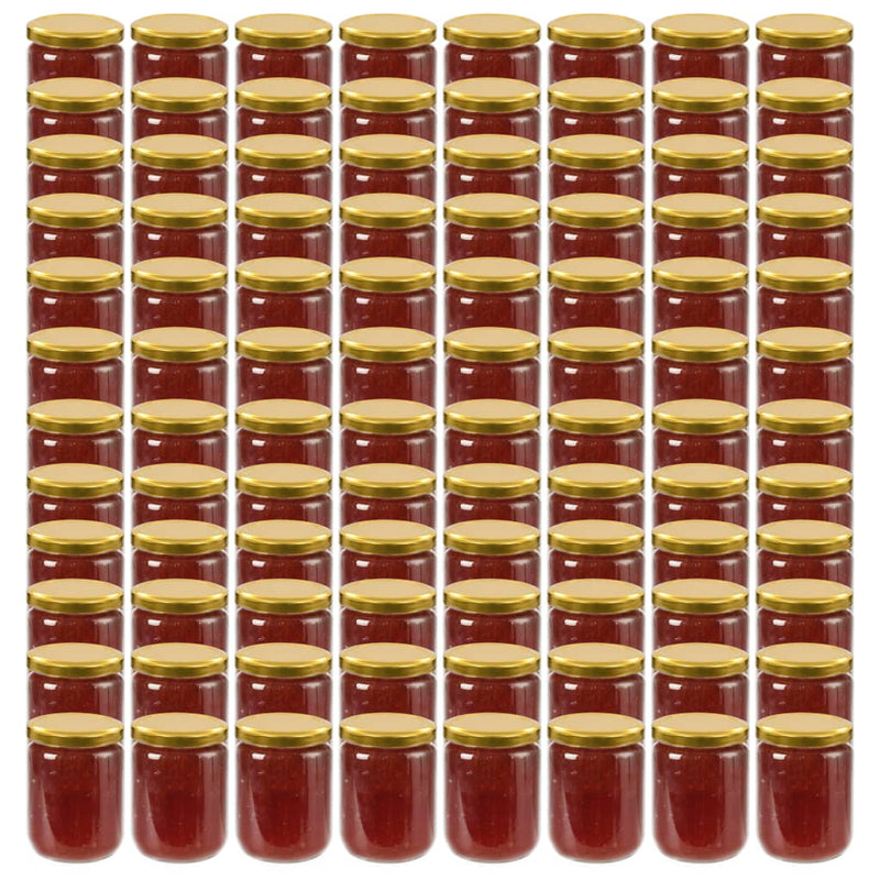 Load image into Gallery viewer, Vidaxl jampotten met goudkleurige deksels 96 st 230 ml glas