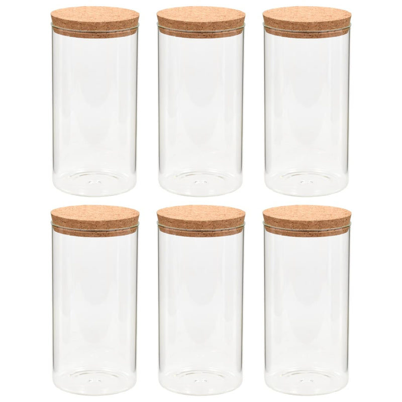 Load image into Gallery viewer, Vidaxl opbergpotten met kurken deksel 6 st 1400 ml glas