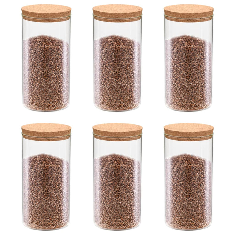 Load image into Gallery viewer, Vidaxl opbergpotten met kurken deksel 6 st 1400 ml glas