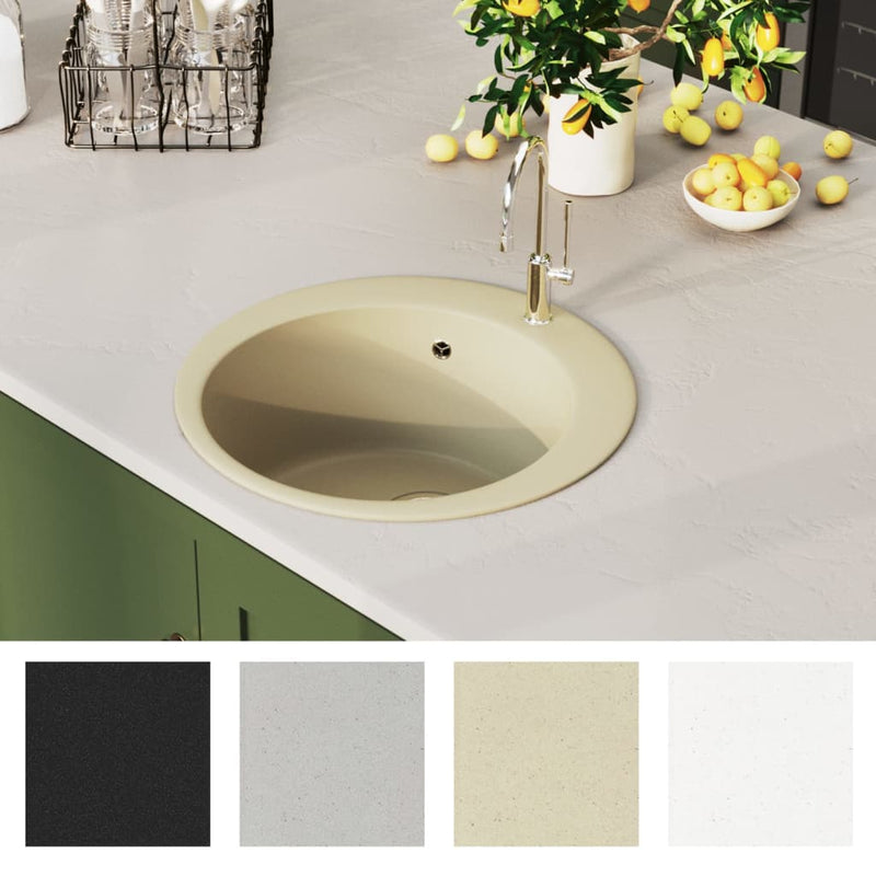 Load image into Gallery viewer, Vidaxl gootsteen enkele bak rond graniet beige