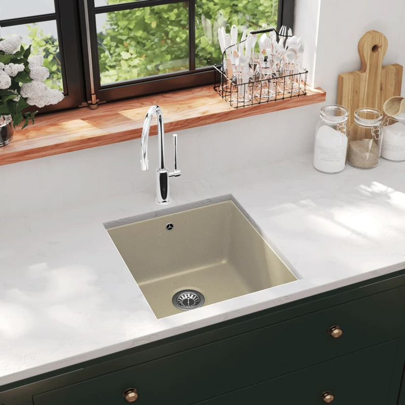 Load image into Gallery viewer, Vidaxl gootsteen enkele bak graniet beige