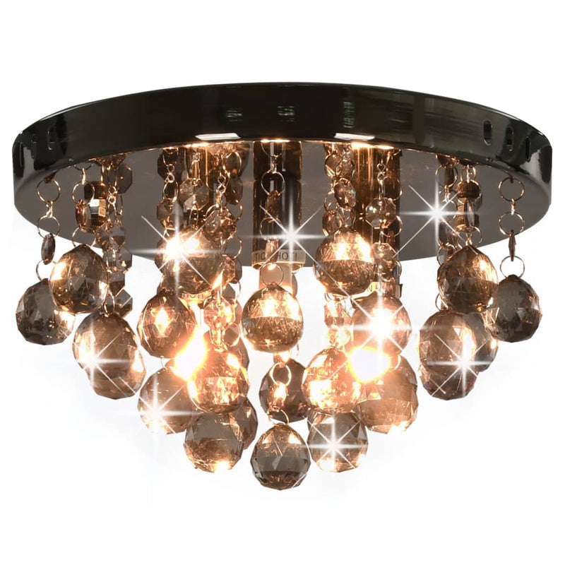 Load image into Gallery viewer, Vidaxl plafondlamp met smoky kralen rond g9 zwart