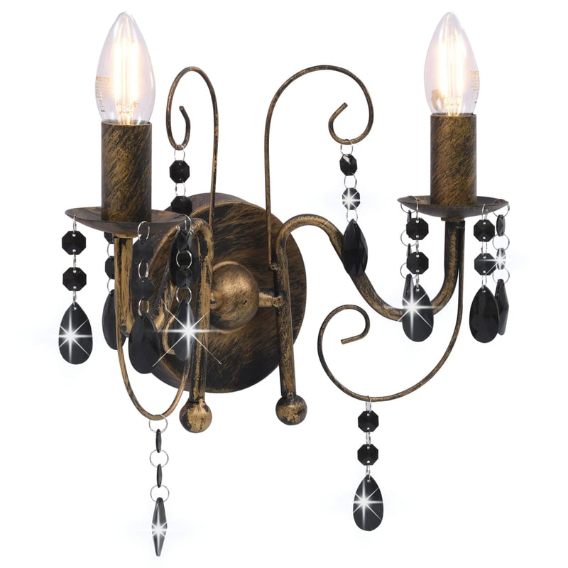 ギャラリービューアに画像をロードする, Vidaxl wandlamp met kralen 2xe14 antiekzwart