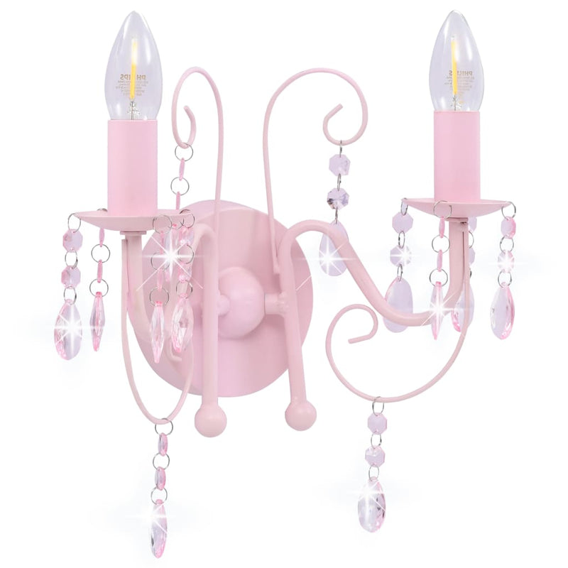 Load image into Gallery viewer, Vidaxl wandlamp met kralen 2 x e14 roze