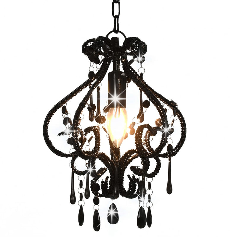 Load image into Gallery viewer, Vidaxl plafondlamp met kralen rond e14 zwart