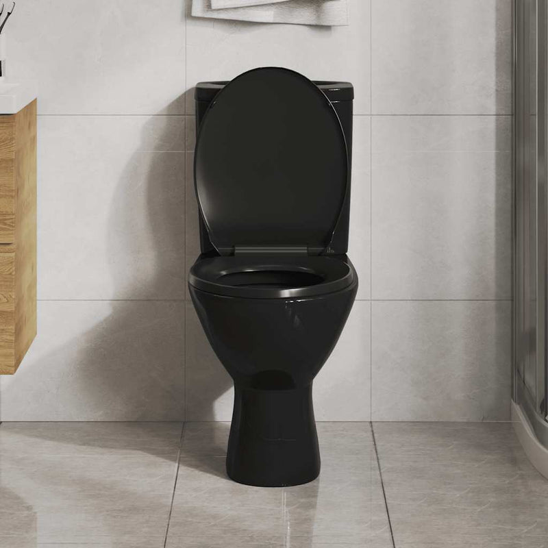 Load image into Gallery viewer, Vidaxl toiletbril soft-close met quick-release ontwerp zwart