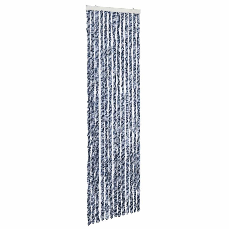 Load image into Gallery viewer, Vidaxl vliegengordijn 56x185 cm chenille blauw, wit en zilver
