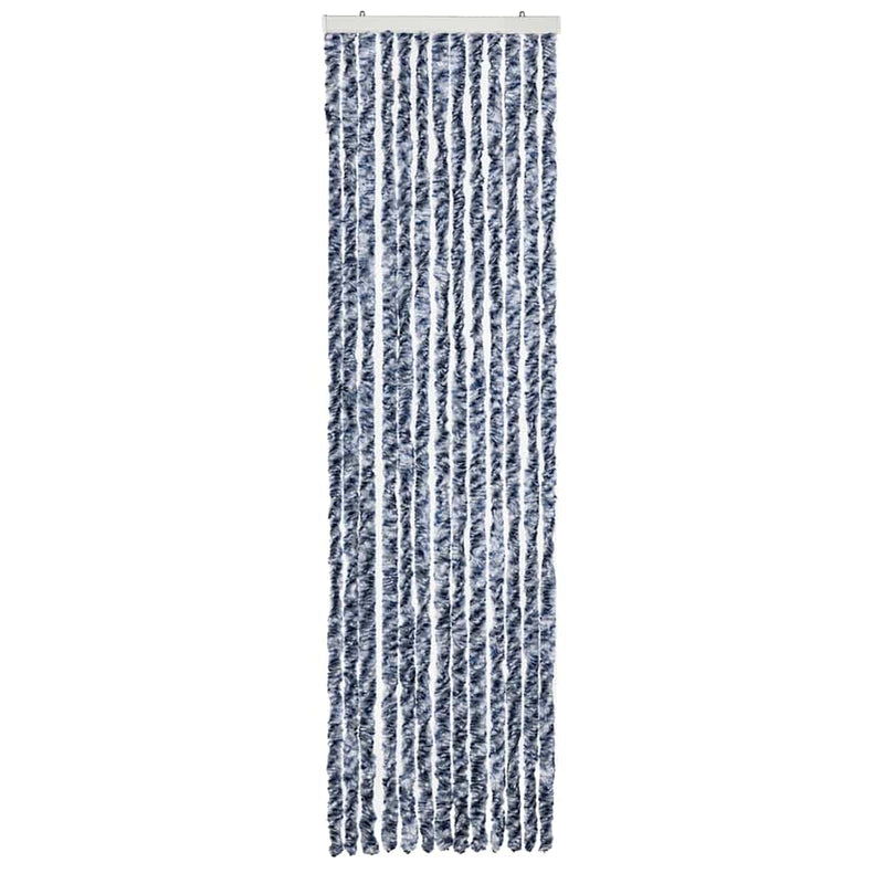 Load image into Gallery viewer, Vidaxl vliegengordijn 56x185 cm chenille blauw, wit en zilver
