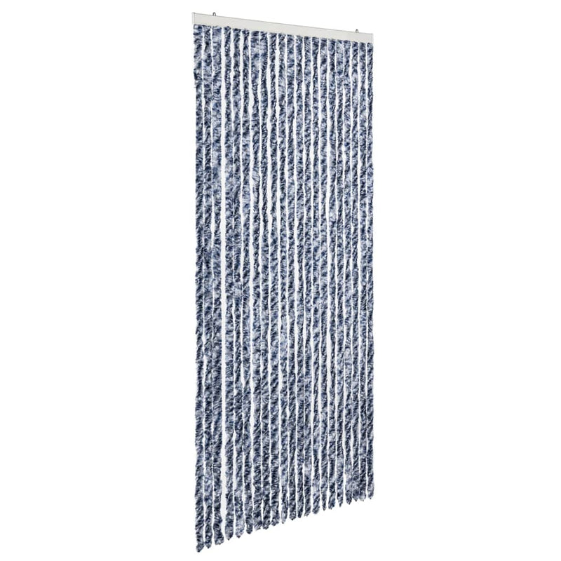 Load image into Gallery viewer, Vidaxl vliegengordijn 90x220 cm chenille blauw, wit en zilver