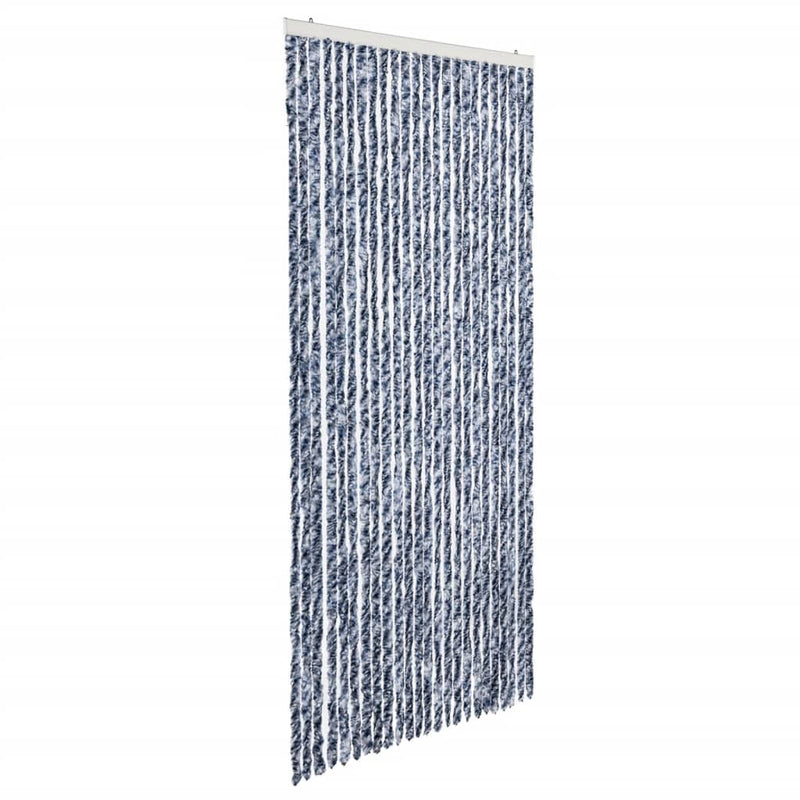 Load image into Gallery viewer, Vidaxl vliegengordijn 100x220 cm chenille blauw, wit en zilver