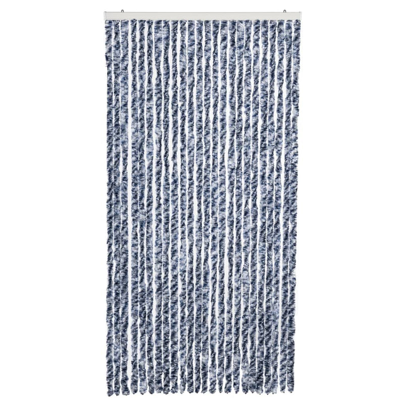 Load image into Gallery viewer, Vidaxl vliegengordijn 100x220 cm chenille blauw, wit en zilver
