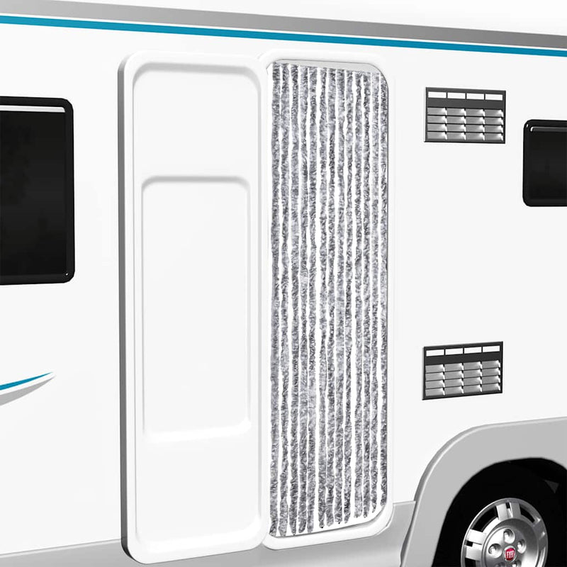 Load image into Gallery viewer, Vidaxl vliegengordijn 56x185 cm chenille wit en grijs