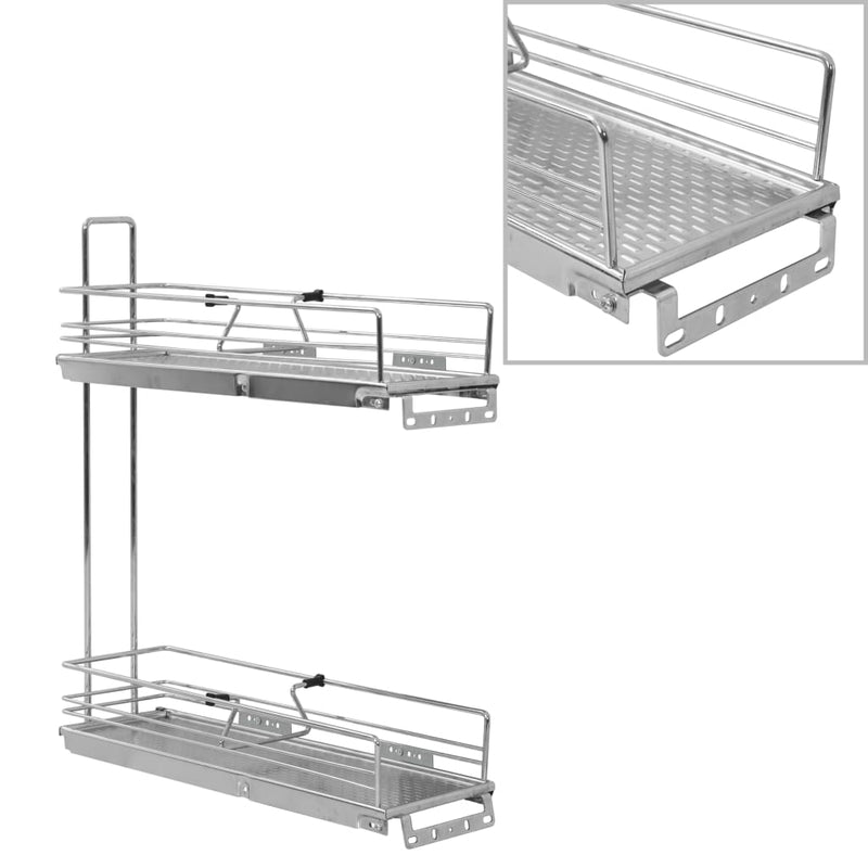 Load image into Gallery viewer, Vidaxl draadmand keuken uittrekbaar 2-laags 47x15x54,5cm zilverkleurig