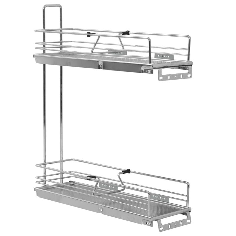 Load image into Gallery viewer, Vidaxl draadmand keuken uittrekbaar 2-laags 47x15x54,5cm zilverkleurig