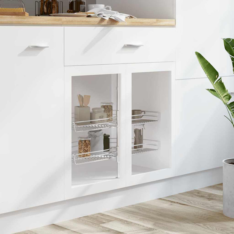 Load image into Gallery viewer, Vidaxl draadmand keuken 2-laags 180 graden 85x44x80 cm zilverkleurig