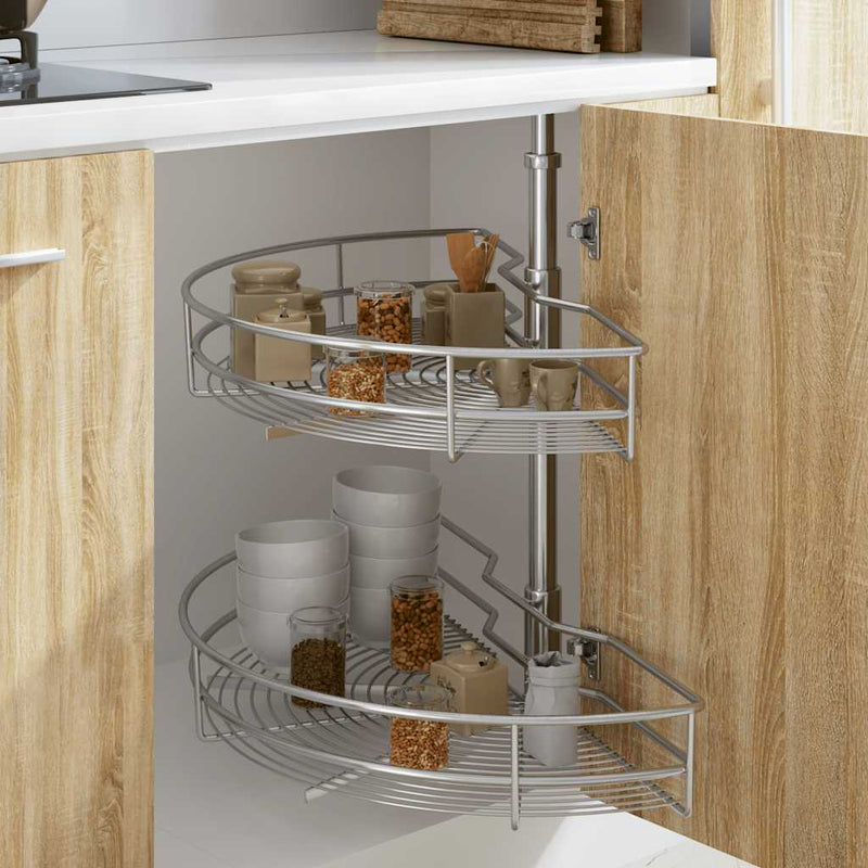 Load image into Gallery viewer, Vidaxl draadmand keuken 2-laags 180 graden 85x44x80 cm zilverkleurig