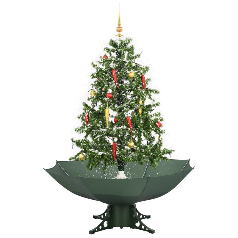 Load image into Gallery viewer, Vidaxl kerstboom sneeuwend met paraplubasis 140 cm groen