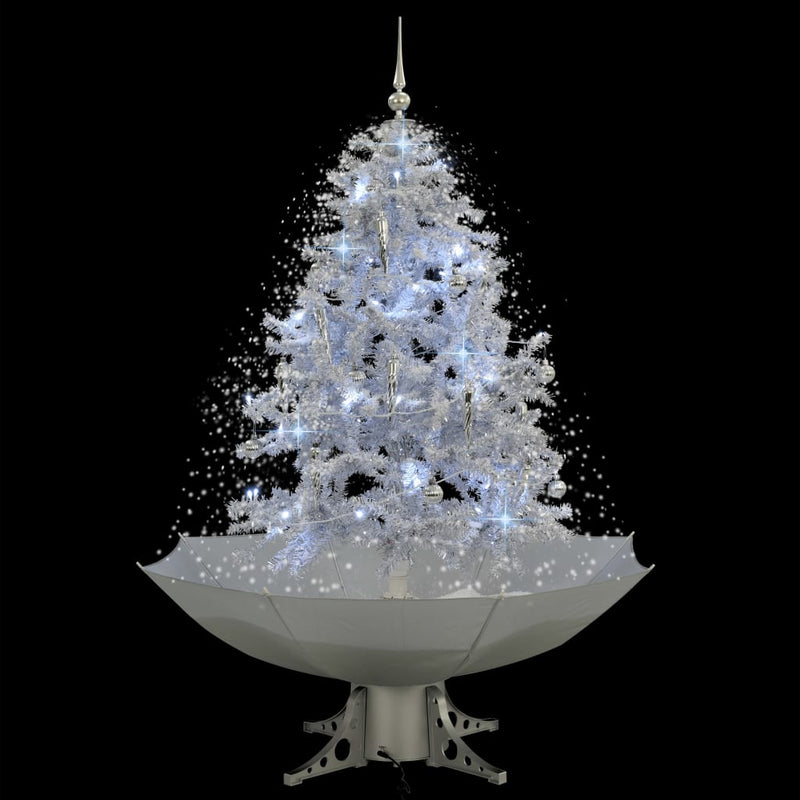 Load image into Gallery viewer, Vidaxl kerstboom sneeuwend met paraplubasis 140 cm wit
