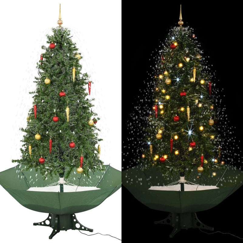 Load image into Gallery viewer, Vidaxl kerstboom sneeuwend met paraplubasis 190 cm groen