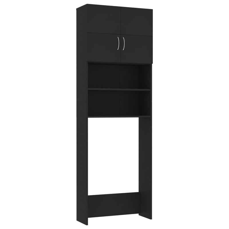 Cargue la imagen en el visor de la galería, Vidaxl wasmachinekast 64x25,5x190 cm bewerkt hout zwart