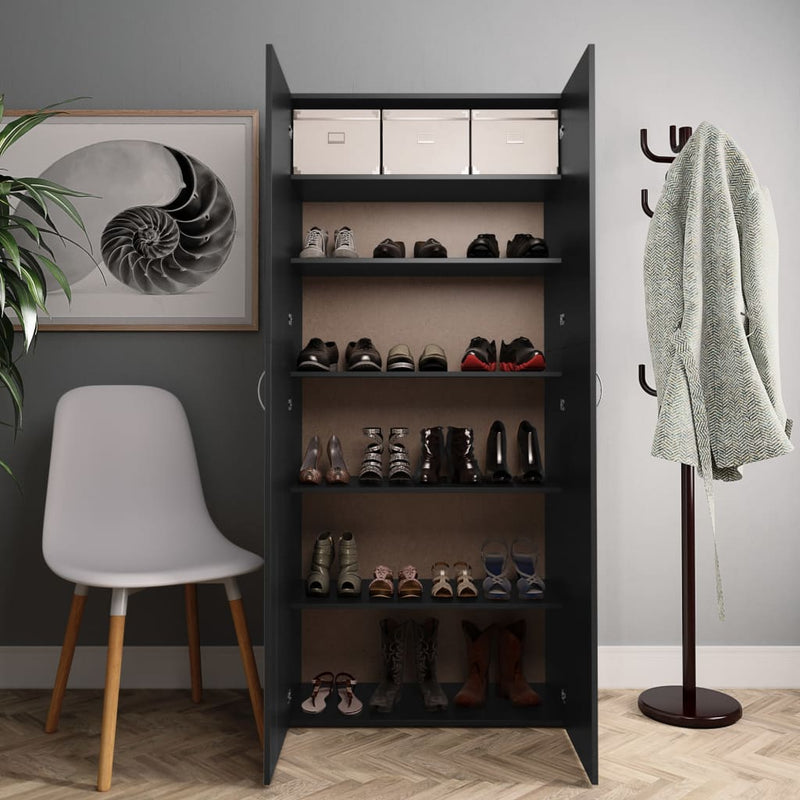 Load image into Gallery viewer, VidaXL Schoenenkast 80x35,5x180 cm bewerkt hout zwart