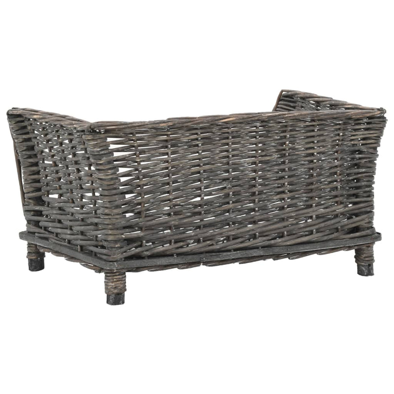 Afbeelding laden in galerijviewer, Vidaxl hondenmand met kussen 50x33x30 cm natuurlijk wilgen grijs