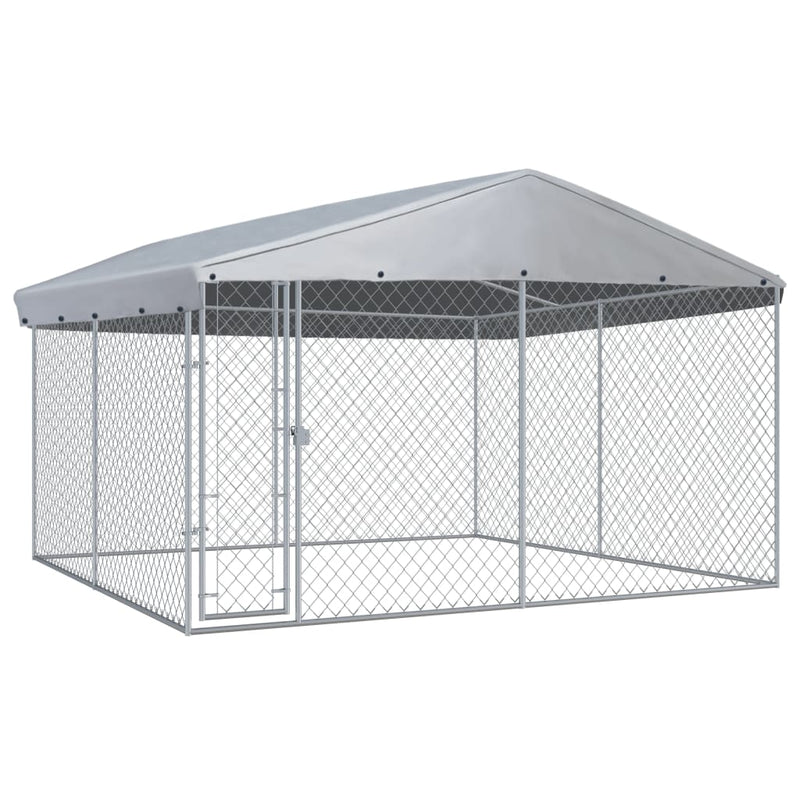 Load image into Gallery viewer, VidaXL Hondenkennel voor buiten met dak 382x382x225 cm