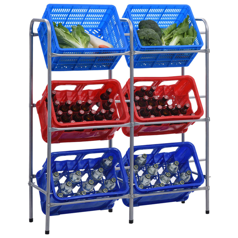 Load image into Gallery viewer, VidaXL Opbergrek voor 6 kratten 96x33x116 cm steel zilverkleurig