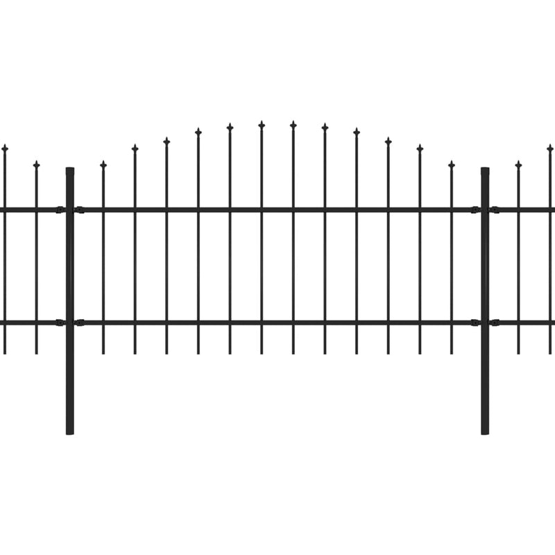 Load image into Gallery viewer, VidaXL Tuinhek met speren bovenkant (1-1,25)x5,1 m staal zwart