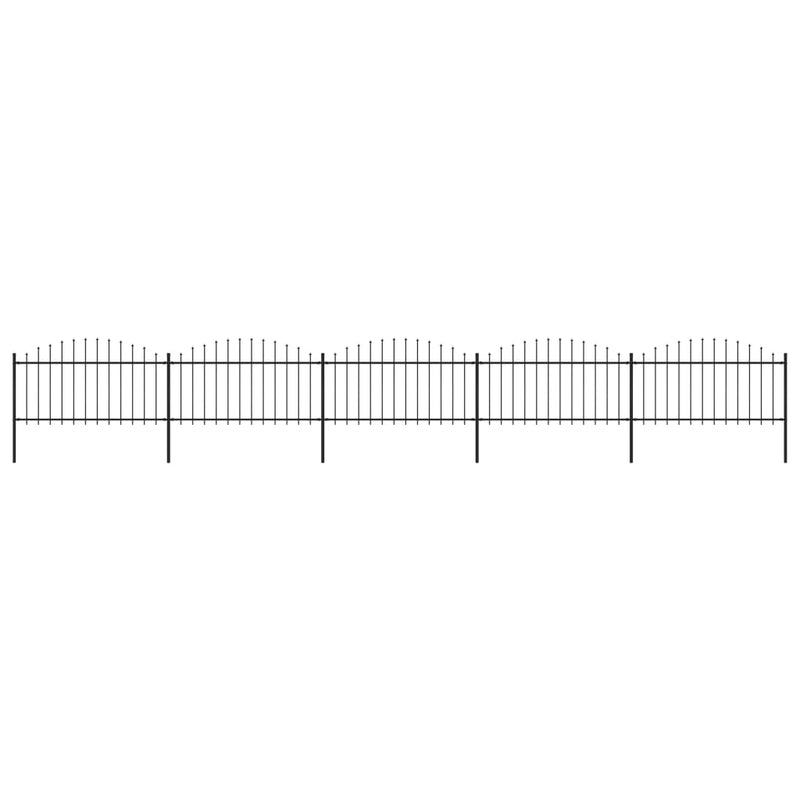 Load image into Gallery viewer, VidaXL Tuinhek met speren bovenkant (1,25-1,5)x8,5 m staal zwart