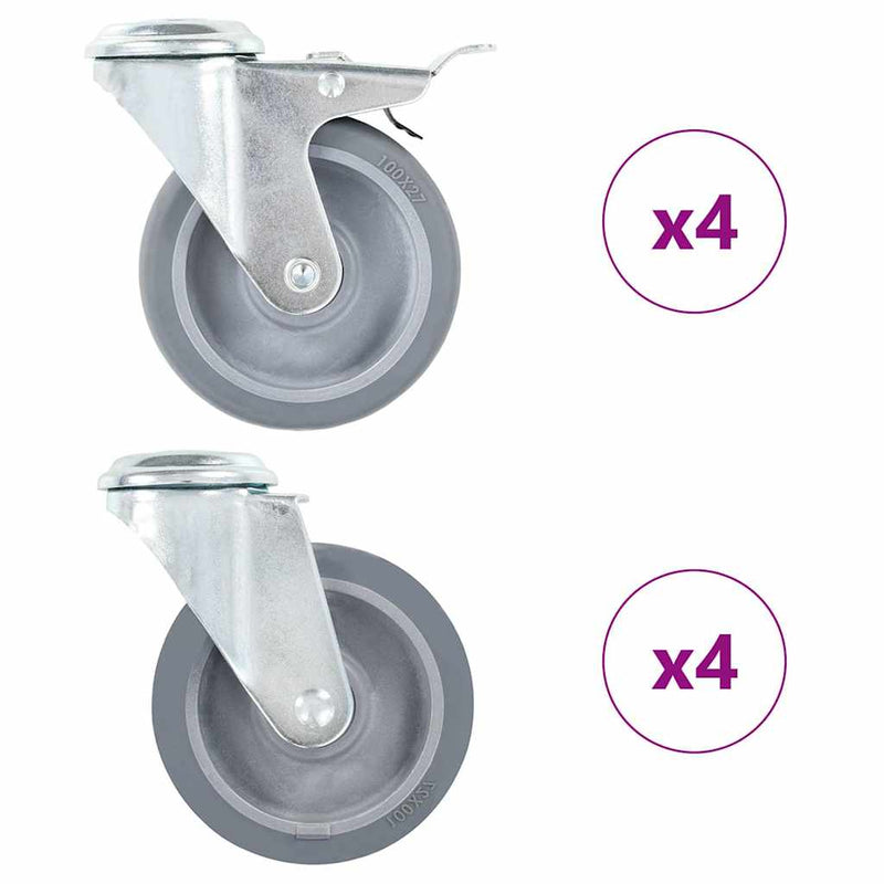 Chargez l'image dans la visionneuse de la galerie, Vidaxl 8 st zwenkwielen met boutgaten 100 mm