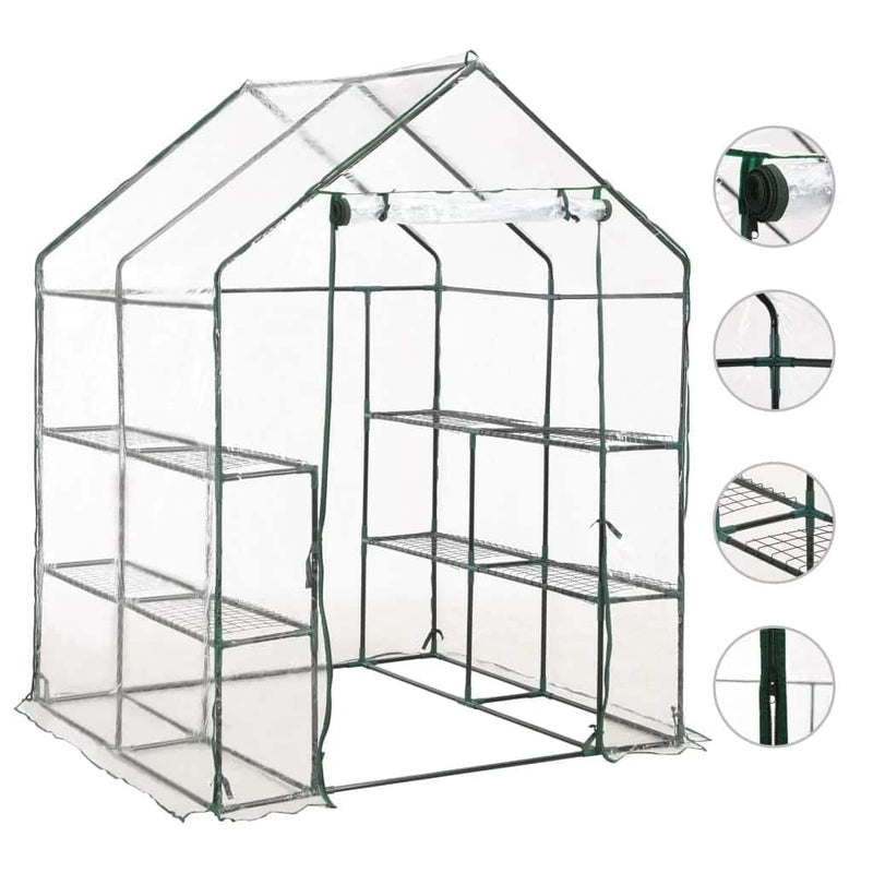 Load image into Gallery viewer, Vidaxl tuinkas met 8 schappen 143x143x195 cm