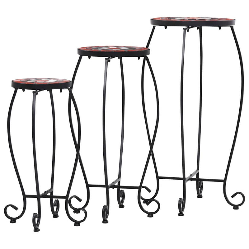 Load image into Gallery viewer, Vidaxl bijzettafels mozaïek 3 st keramiek terracottakleurig en wit