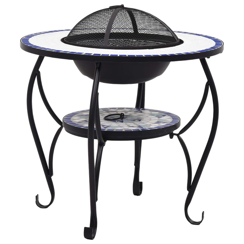 Load image into Gallery viewer, Vidaxl vuurtafel mozaïek 68 cm keramiek blauw en wit