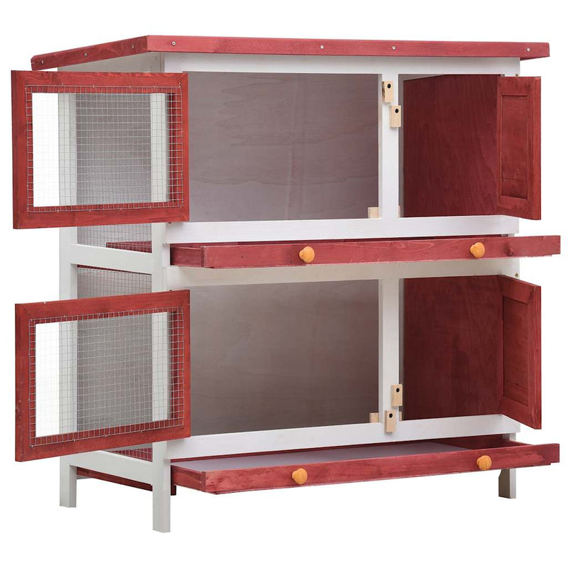 Load image into Gallery viewer, Vidaxl konijnenhok voor buiten met 4 deuren hout rood