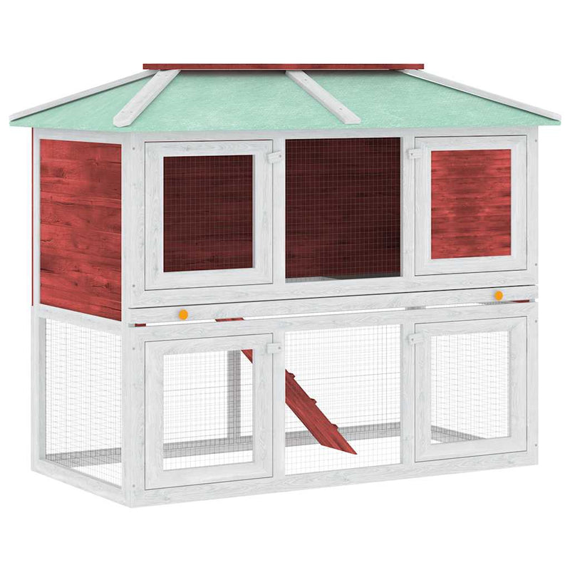 Load image into Gallery viewer, Vidaxl konijnenhok twee verdiepingen hout rood