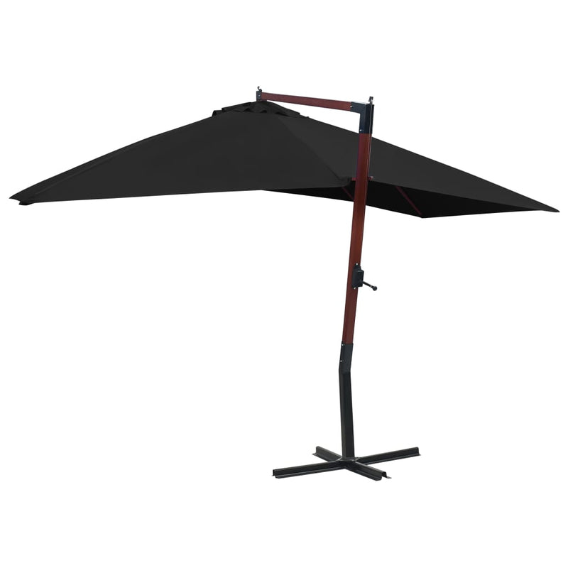Load image into Gallery viewer, Vidaxl zweefparasol met houten paal 400x300 cm zwart