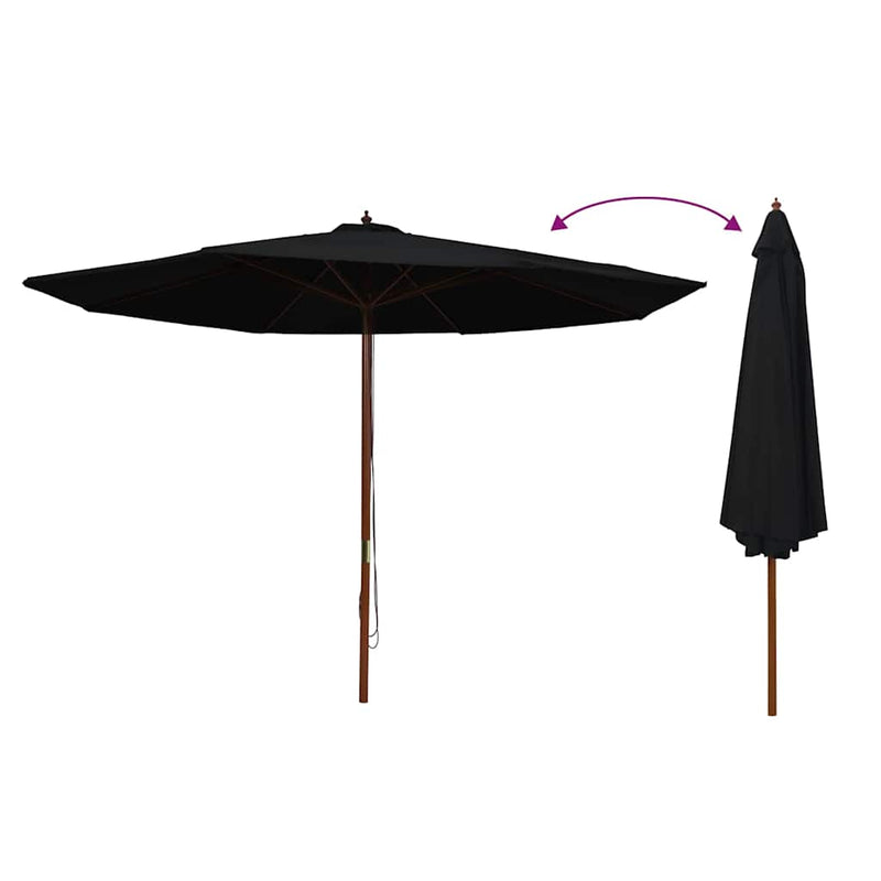 Load image into Gallery viewer, Vidaxl parasol met houten paal 350 cm zwart