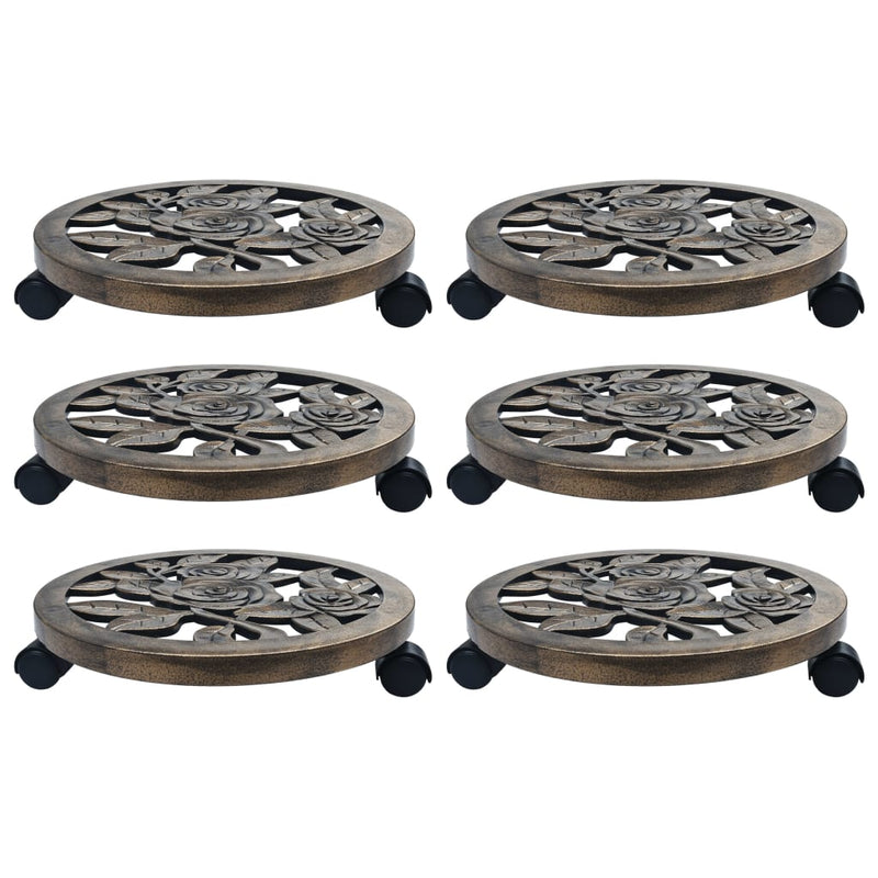 Load image into Gallery viewer, Vidaxl plantentrolleys 6 st 38 cm kunststof bronskleurig