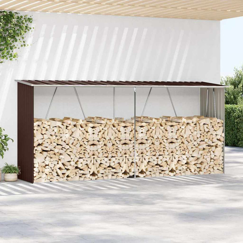 Load image into Gallery viewer, Vidaxl haardhoutschuur 330x84x152 cm gegalvaniseerd staal bruin