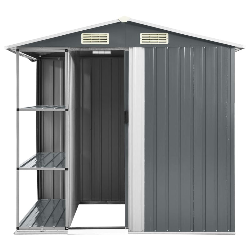 Load image into Gallery viewer, VidaXL Tuinschuur met rek 205x130x183 cm ijzer grijs