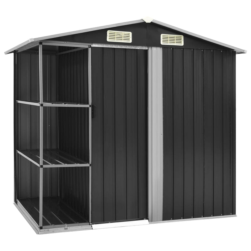 Load image into Gallery viewer, VidaXL Tuinschuur met rek 205x130x183 cm ijzer antraciet